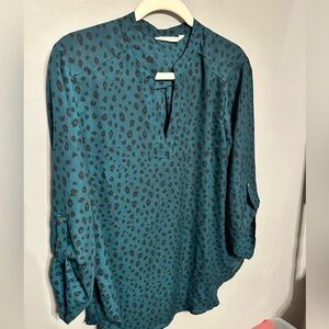 Lush Leopard Blouse Greenish Teal XL